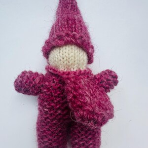 Gnome doll wool knit doll Waldorf inspired ready to ship