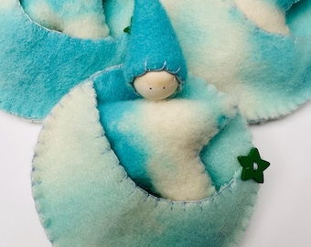 Wool Felt Star Baby in Moon Pocket: Waldorf Inspired Toy