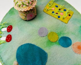 Wool play scape reversible Waldorf inspired ready to ship