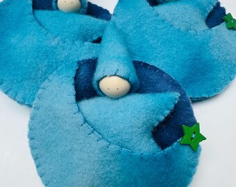 Wool Felt Star Baby in Moon Pocket: Waldorf Inspired Toy