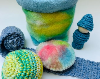 Sensory Toy Set: Wood & Wool Play Set, Busy Bag