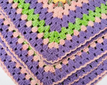 Crocheted Wool Doll Blanket: 16" x 16"