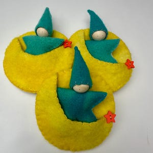 Wool Felt Star Baby in Moon Pocket: Waldorf Inspired Toy