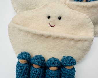 Raindrops in cloud pocket Waldorf inspired ready to ship
