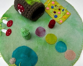 Wool play scape reversible Waldorf inspired ready to ship