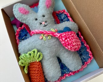 Bunny in a box set Waldorf inspired ready to ship