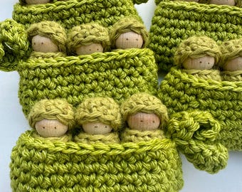 Peg doll peas in a pod set ready to ship
