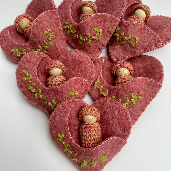 Peg Doll in Heart Pocket - Waldorf Inspired