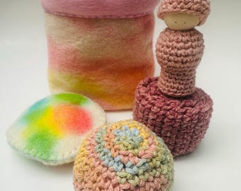 Sensory Toy Set: Wood & Wool Play Set, Busy Bag