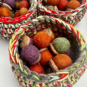 Felted Wool Acorns in Wool Pot: Waldorf Inspired