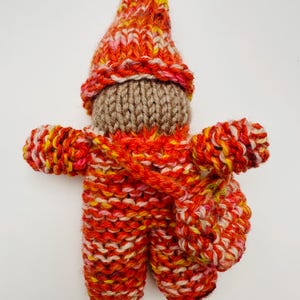 Wool Knit Gnome Doll: Waldorf Inspired, 7&quot; Tall
