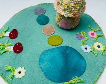 Wool play scape reversible Waldorf inspired ready to ship