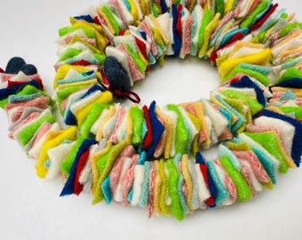 Felted wool garland 45" long