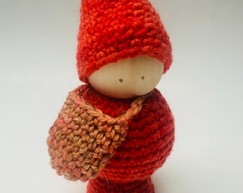 Waldorf Wood Gnome with Wool Outfit, 5"