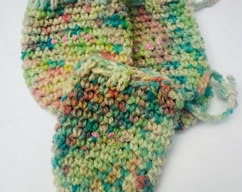 Wool Treasure Pouch: Handcrafted rosebuds Embellished Bag