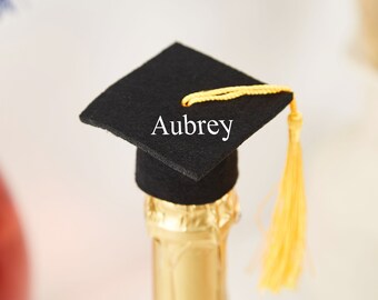 Custom Felt Graduation Cap Bottle Topper Hat,Graduation Gifts, Felt Mortarboard Gift,Graduation Gift for Her, Grad Gift for Him,custom name