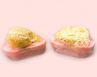 Natural Goat Milk and Olive Oil Sea Sponge Soap- Vanilla Pomegranate