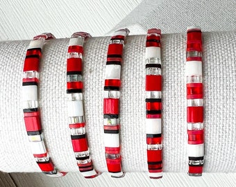 Tila Bracelet Tile Bead Stretch Bracelet Miyuki Minimalist Jewelry Red And Black Trendy Beaded Bracelet