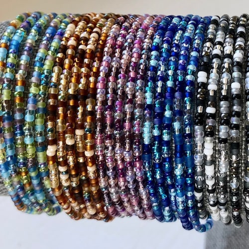 Accented Seed Bead Stretch Bracelet Etsy