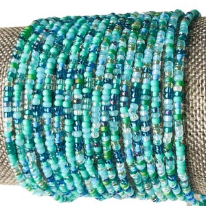 Seed Bead Bracelets for Women Aqua Jewelry Bohemian Bracelet Stretch Elastic Stackable Boho Everyday Wear Colorful Friendship Gift Turquoise