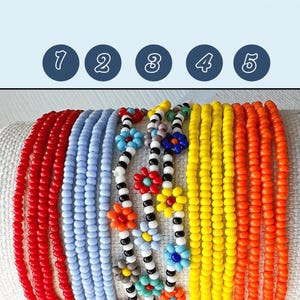 Seed Bead Bracelet Stretch Beaded Daisy Design Friendship Bracelet Stackable Accessory Summer Beach Bohemian Style Colorful Jewelry Teen image 8
