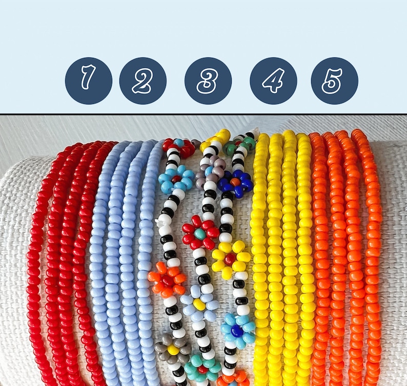 Seed Bead Bracelet Stretch Beaded Daisy Design Friendship Bracelet Stackable Accessory Summer Beach Bohemian Style Colorful Jewelry Teen image 8