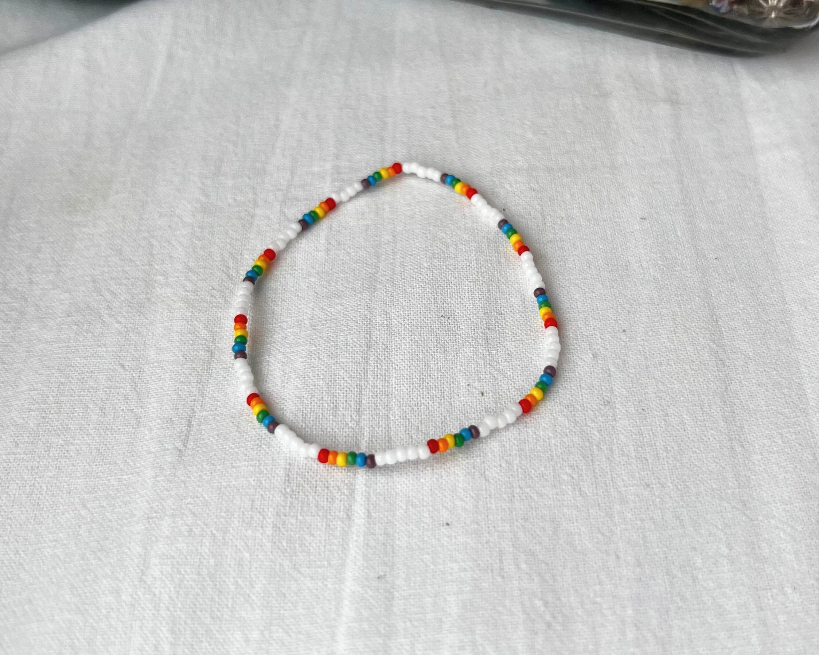 Rainbow Bracelet Stretch Jewelry. Wear your Word Stretch Stack Bracelet.  Czech Glass Beads. Made in USA – Just Bead It