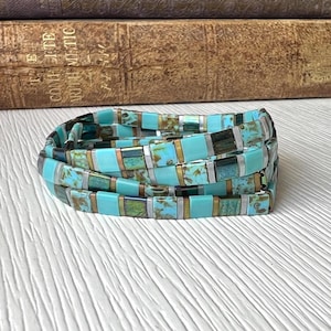 Miyuki Tila Bracelet Stacking Jewelry Stretch Band Tile Bead Japanese Glass Trendy Accessory Minimalist Design Thin Delicate Layering