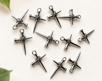 Stainless Steel Cross Charm Bracelet Pendant Attachment Jump Ring Finding Component Religious Jewelry Faith Symbol Christian Necklace Anklet