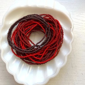 Red Small Glass Seed Bead Bracelet