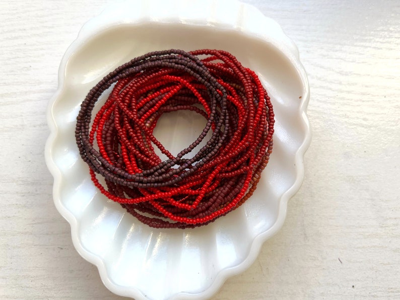 Red Small Glass Seed Bead Bracelet