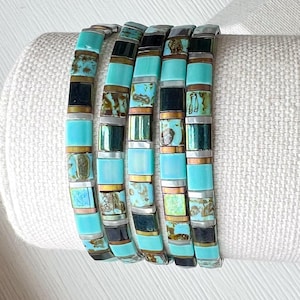 Miyuki Tila Bracelet Stacking Tile Bead Stretch Bracelet Trendy Flat Bead Bracelet