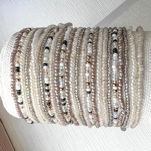 Seed Bead Bracelets For Stacking Thin Tiny Bead Stretch Bracelet Boho Layering Jewelry