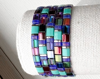 Miyuki Tila Bracelet Tile Bead Stacking Bracelets Colorful Boho Stack Bracelets