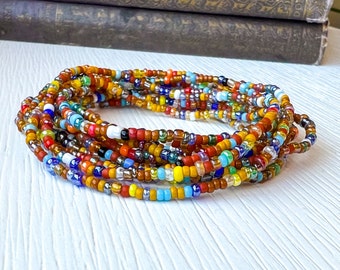 Seed Bead Bracelets Stacking Beaded Boho Bracelets Minimalist Everyday Jewelry Brown Bead Bracelets