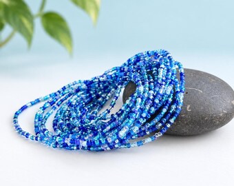 Seed Bead Bracelet Birthday Gift Celestial Blue Glass Jewelry Handmade Women Friendship Dainty Minimalist Accessory Stackable Boho Artisan
