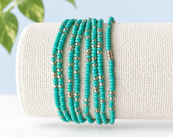 Stretch Bead Bracelet Stack Set Bridesmaid Gift Wedding Party Favor Handmade Glass Jewelry Women Dainty Wrist Accessory Friend Bridal
