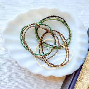 Bohemian Style Bracelet Set Glass Seed Bead Collection Premium Japanese Czech Beads Modern Design Essential Clear Elastic Construction Everyday Fashion Accessory Perfect Layering Stack Handmade Quality Details Beautiful Color Combination