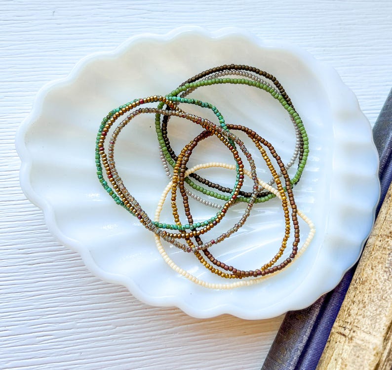 Bohemian Style Bracelet Set Glass Seed Bead Collection Premium Japanese Czech Beads Modern Design Essential Clear Elastic Construction Everyday Fashion Accessory Perfect Layering Stack Handmade Quality Details Beautiful Color Combination