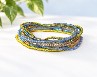 Seed Bead Bracelet Set Small Beaded Minimalist Jewelry Women Everyday Gift Stackable Handmade Glass Band Elastic Stretch Wristband Dainty