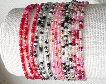 Seed Bead Bracelet Gift for Girl Friendship Jewelry Set Teen Valentine Gift Idea Handmade Stretch Beaded Wristband Elastic Fashion Accessory