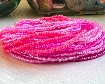 Pink Seed Bead Bracelets Trendy Stackable Bracelets Minimalist Stretch Bracelet