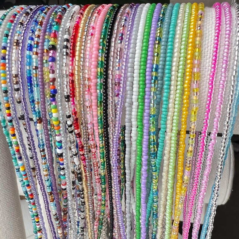 Collar de cuentas de semillas, joyería de vidrio diminuto, accesorio de cuentas delicadas, hilo de alambre delicado, estilo bohemio minimalista, cadena de capas, longitud ajustable imagen 14