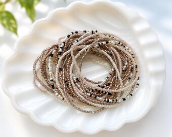 Seed Bead Bracelet Stacking Thin Tiny Bead Stretch Bracelet Boho Layering Jewelry Men Gift Handmade Glass Jewelry Minimalist Stackable
