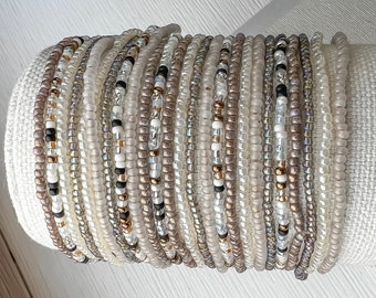 Seed Bead Bracelets For Stacking Thin Tiny Bead Stretch Bracelet Boho Layering Jewelry