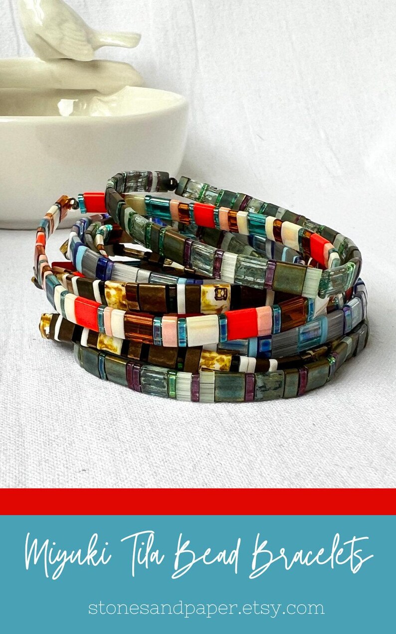 Miyuki Tile Bracelet Stretch Design Elegant Accessory Handmade Bead Jewelry Friendship Gift Trendy Stacking Flat Wristband Minimalist Style image 9