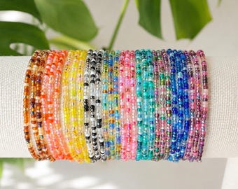 Mixed Color Seed Bead Bracelets For Stacking Gift For Sister Everyday Boho Jewelry