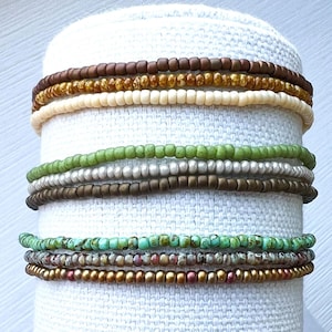 Premium Seed Bead Bracelet Set Japanese Czech Glass Beads Stretch Design Modern Minimal Style Clear Elastic Band Everyday Fashion Essential Bohemian Jewelry Collection Casual Wear Accessory Perfect Layering Stack Handmade Quality