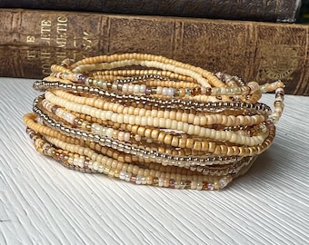 Seed Bead Bracelet Everyday Wear Contemporary Refresh Minimalist Bracelets Layering Set Stacking Wardrobe Stretch Elastic Wrist Band