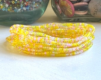 Yellow Seed Bead Bracelets Bohemian Beaded Bracelet Birthday Gift Stacking Bracelet Set For Her